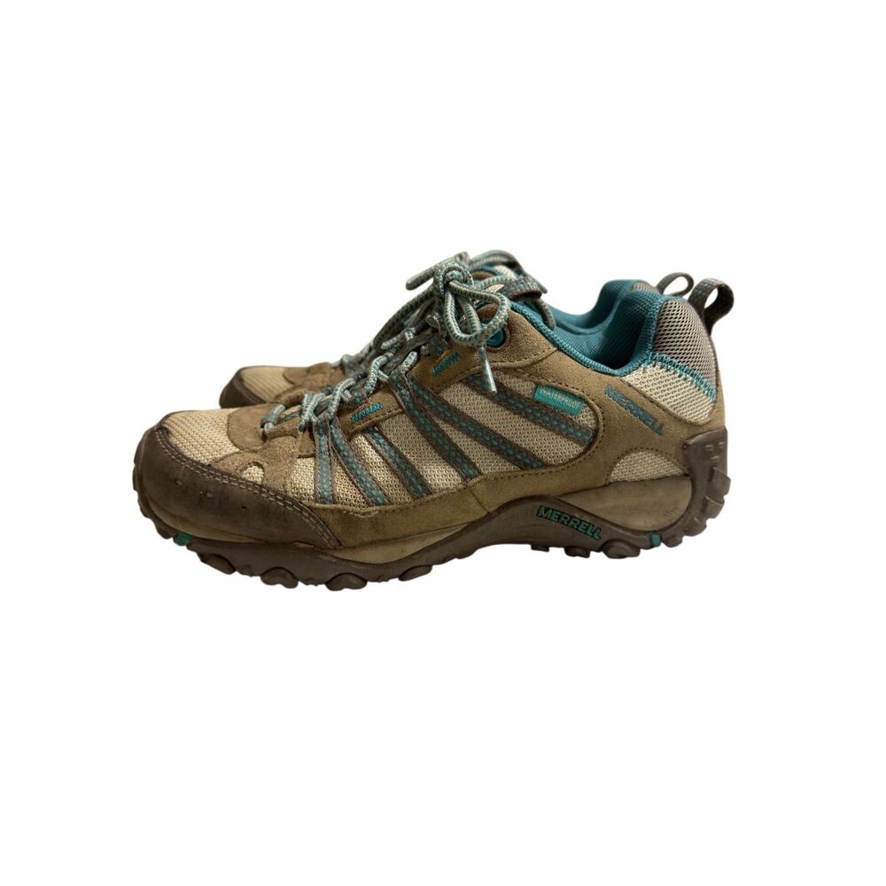 Merrell Crosslander 2 Waterproof Womens 7.5 Hiking Shoes Gray Turquoise Nice - Picture 2 of 6